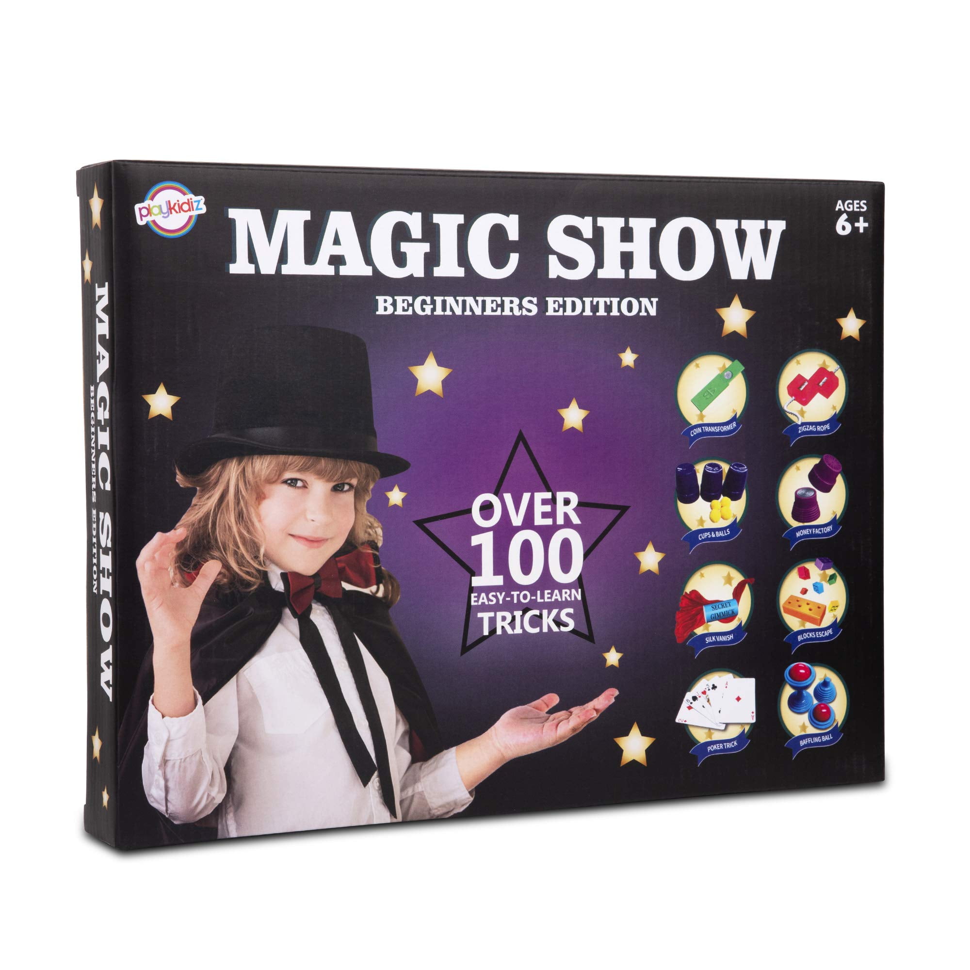 Playkidz Magic Show for Kids - Deluxe Set with Over 100 Tricks Made Simple,  Magician Pretend Play Set with Wand & More Magic Tricks - Easy to Learn  Instruction Manual - Best