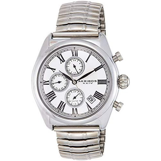 Akribos XXIV Mens Multifunction Watch 3 Subdials Dual Time Zones