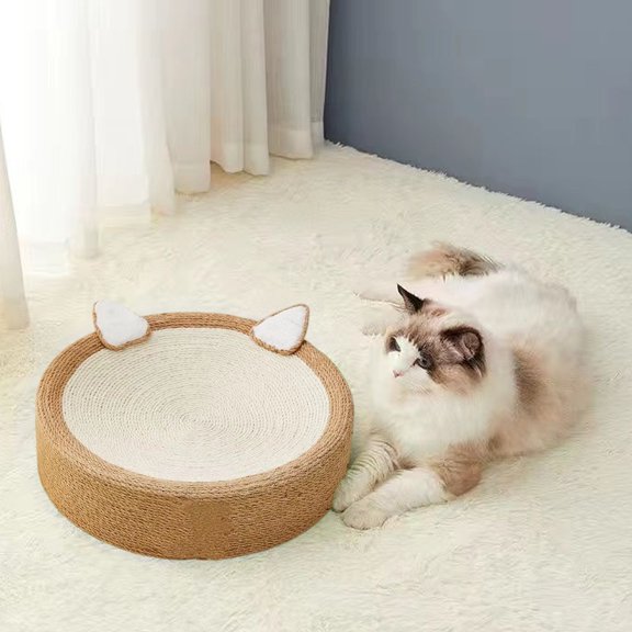Nebwoak 3 in 1 Round Cat Scratcher and Bed Combo, Extra Thick Non-Shedding Corrugated Cardboard Scratch Pad & Pet Bed for Large Cats up to 20 lbs