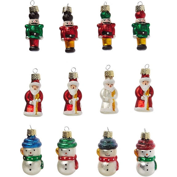 Kurt Adler Petite Treasure Mini Glass Ornament 12Pc