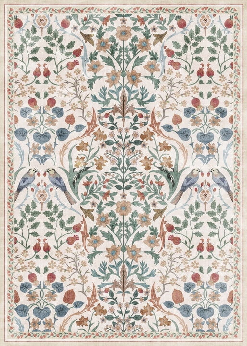 BERTHMEER 2'x6' Runner Rugs for Hallway Bathroom Bedroom Entryway Kitchen Non Slip Washable Beige Floral Vintage Oriental Traditional Flower Runner Rugs, Multicolor