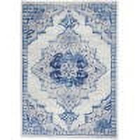 4’ x 6’ Ivory and Blue Medallion Area Rug