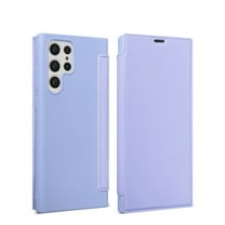 SaniMore Wallet Case for Samsung Galaxy S23 Ultra (6.8" 2023), Elastic Silicone Flip Folio Kickstand wirh Card Slot Full Body Protective Shockproof Anti-drop ShellFor Samsung Galaxy S23 Ultra, Purple