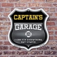 thumbnail image 4 of Captain's Garage I Can Fix Everything But Stupid (2 Pack) 18 inch X 18 inch Shield Shaped Commercial Grade Plastic Signs To last, Gift for Dads and Uncles Classic Americana Crafted in, 4 of 7