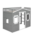 thumbnail image 4 of House Loft Bed with Roof, 2 Windows and Door, Solid Wood Twin Size Loft Bed Frame with Safety Guardrails & Ladder, Multifunctional Playhouse Bed with Underbed Storage, No Box Spring Needed Gray+White, 4 of 7