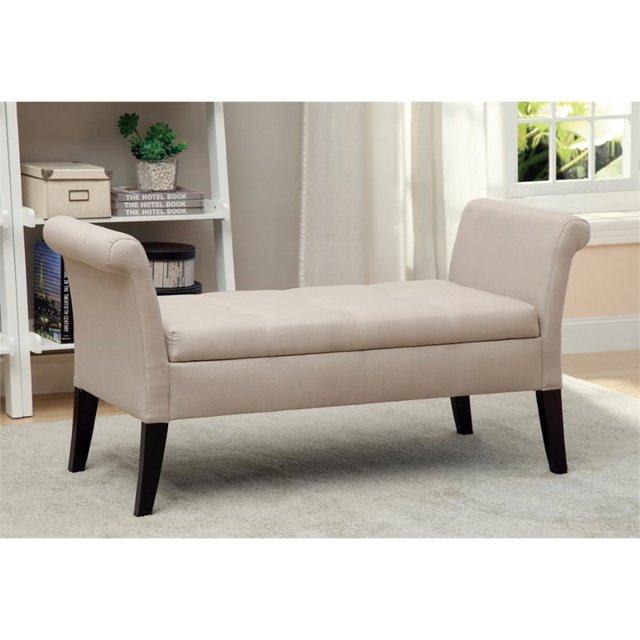 Furniture of America Banc de Rangement en Tissu Contemporain Arronia en Ivoire
