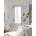 thumbnail image 4 of White Gold Modern Blackout Curtains for Bedroom Living Room Darkening Curtains 96 Inches Long Abstract Vintage Marble Geometric Window Curtain 2 Panels Set Window Treatment Grommet Drapes 52"x96", 4 of 9