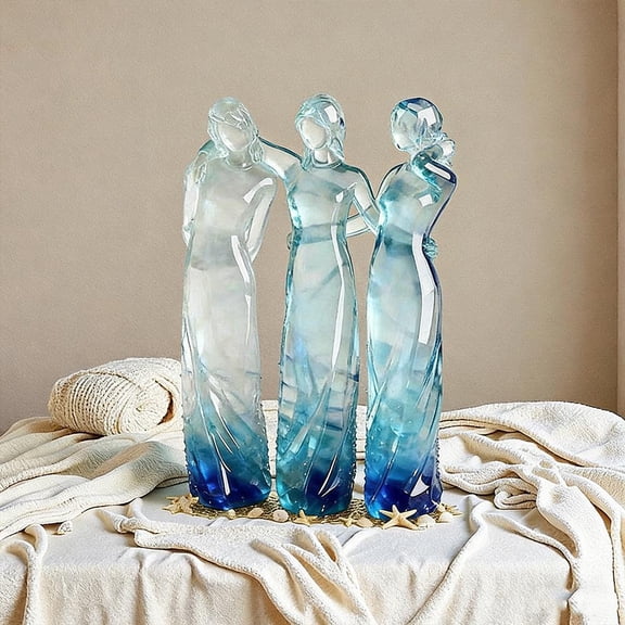 Sisters Friendship Figurine – Painted Resin Statue of Three Sisters Holding Hands, Memorial Keepsake Gift for Sister, Best Friend, Woman, Christmas Birthday Graduation Home Decor