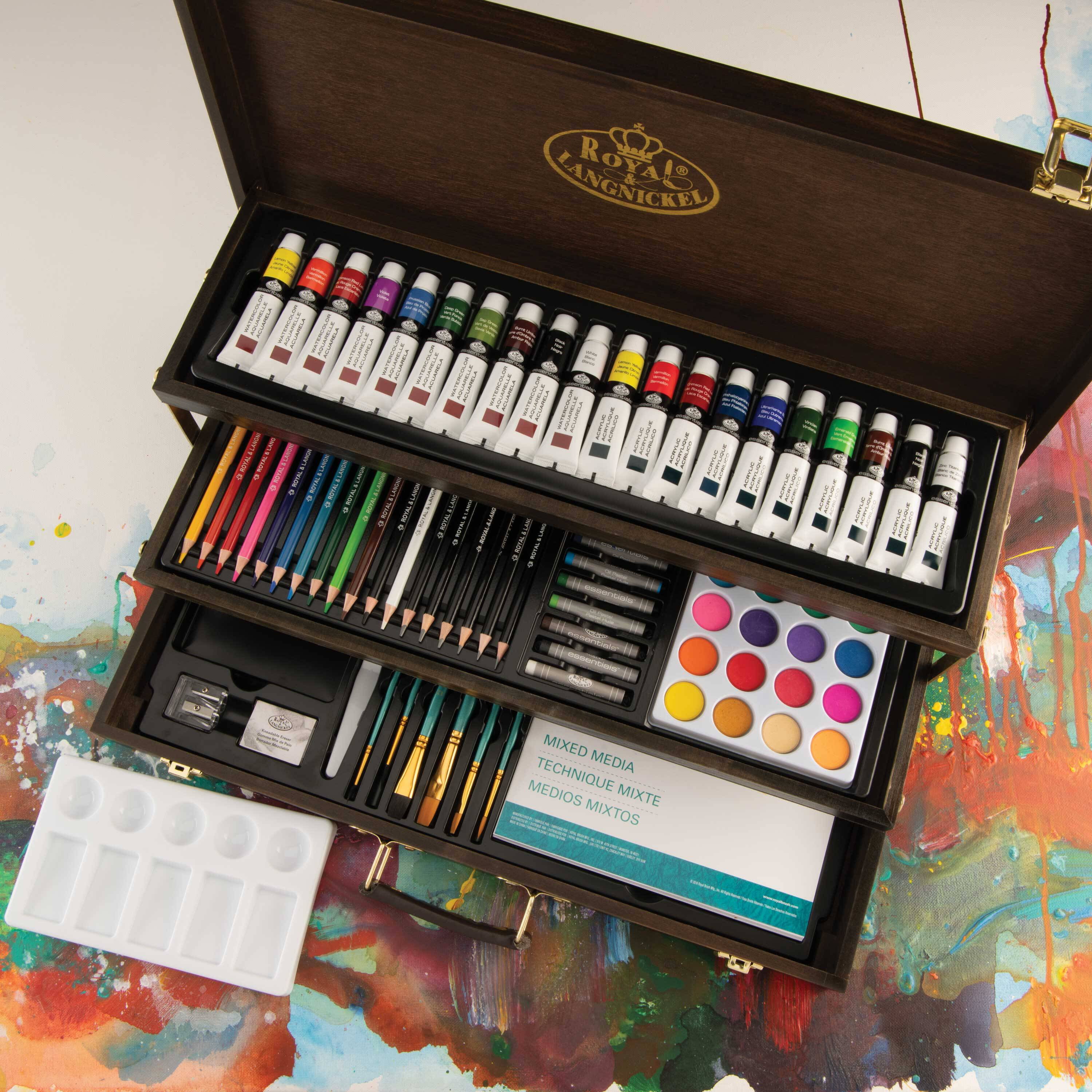 Royal & Langnickel 100 Piece Mixed Media 3-Tier Espresso Art Set