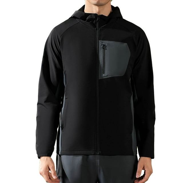 WRKEKC Manteau de Randonnée Imperméable pour Homme, Léger et Respirant, Imperméable à Capuche avec Capuche Ajustable et Poches pour Sports de Plein Air et Trajets Quotidiens, Noir m