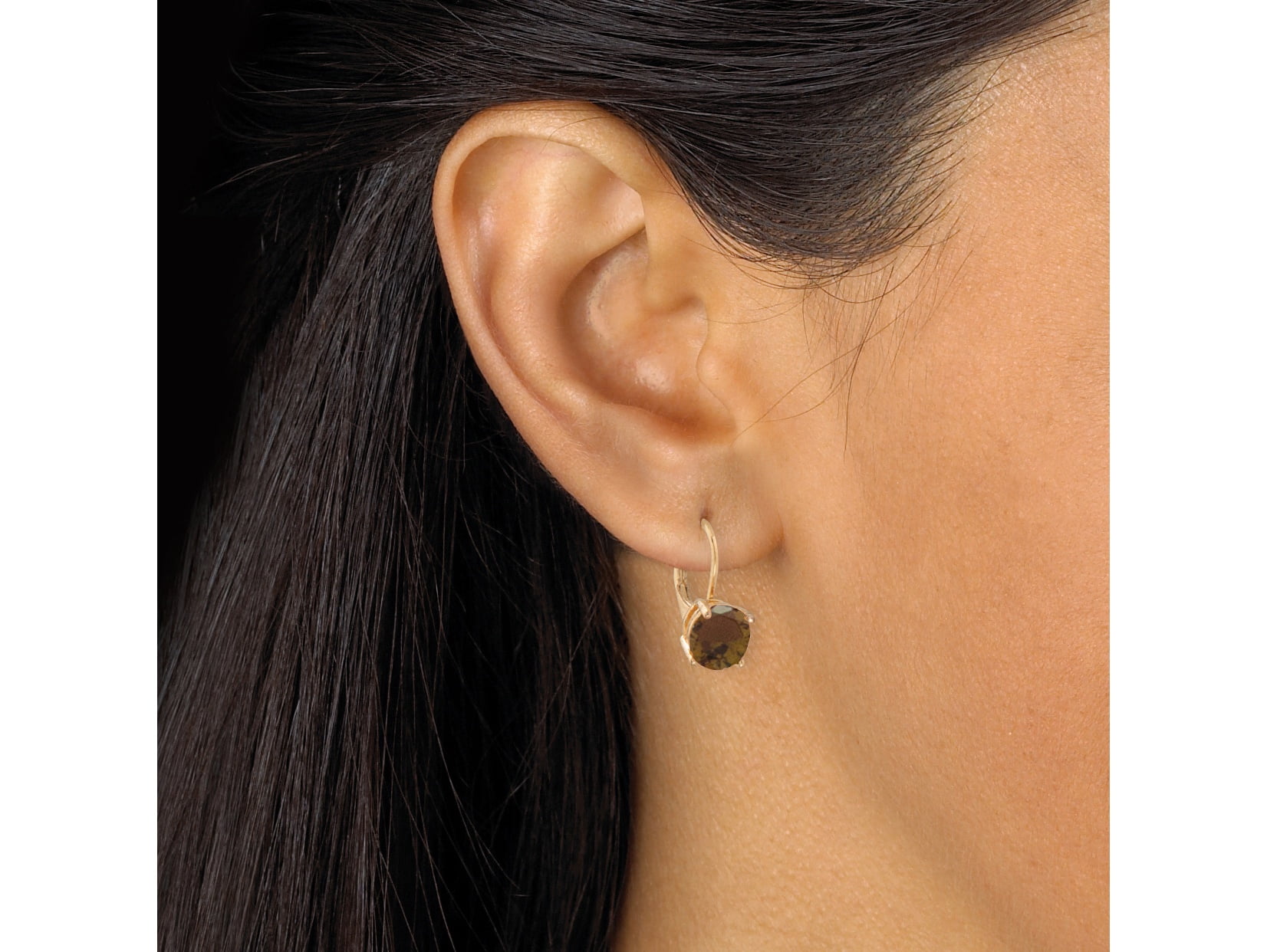 PalmBeach Jewelry Round Simulated Birthstone Earring and Solitaire Pendant Necklace Set in Goldtone 18"