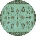 thumbnail image 1 of Ahgly Company Indoor Round Oriental Light Blue Traditional Area Rugs, 3' Round, 1 of 4