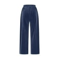thumbnail image 2 of Felirenzacia Womens Velvet Pants with Pockets, Casual Loose Straight Leg Elastic Waist Velour Trousers for Work Wear, 2 of 6