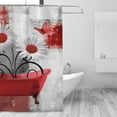 thumbnail image 6 of HVEST Vintage Farmhouse Floral Shower Curtain, Daisy Flower Butterfly on Bathtub Bathroom Curtain Red and Gray Polyester Fabric Decor Curtain with Hooks, 72X72 inch, 6 of 7