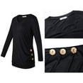 thumbnail image 5 of TEMOFON Women's Tops Black Long Sleeve Winter Comfortable Shirts Casual V Neck Tunic Tops Blouse with Side Buttons Decor Tee, 5 of 5