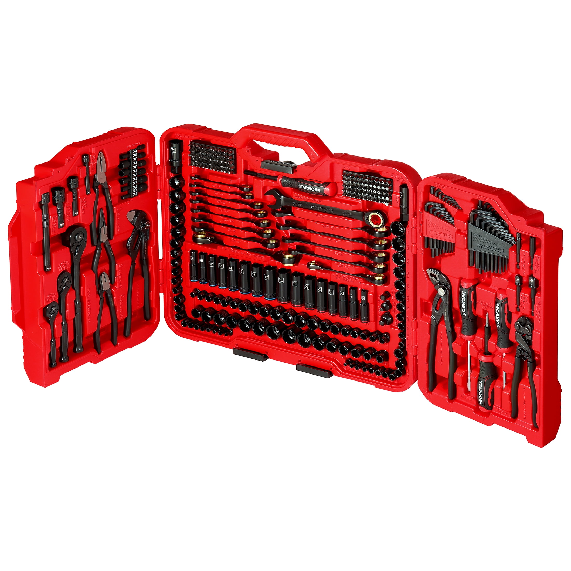 STARWORK TRUE MECHANIC™ 312-Piece Mechanics Tool Set and Socket Set, Professional【Pliers Wrench Version】 SAE/Metric