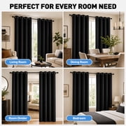 Blackout Curtains, 52 x 84 inch Black Curtains Set of 2 Panels, Thermal Insulated Room Darkening Curtains for Bedroom, Privacy Protection