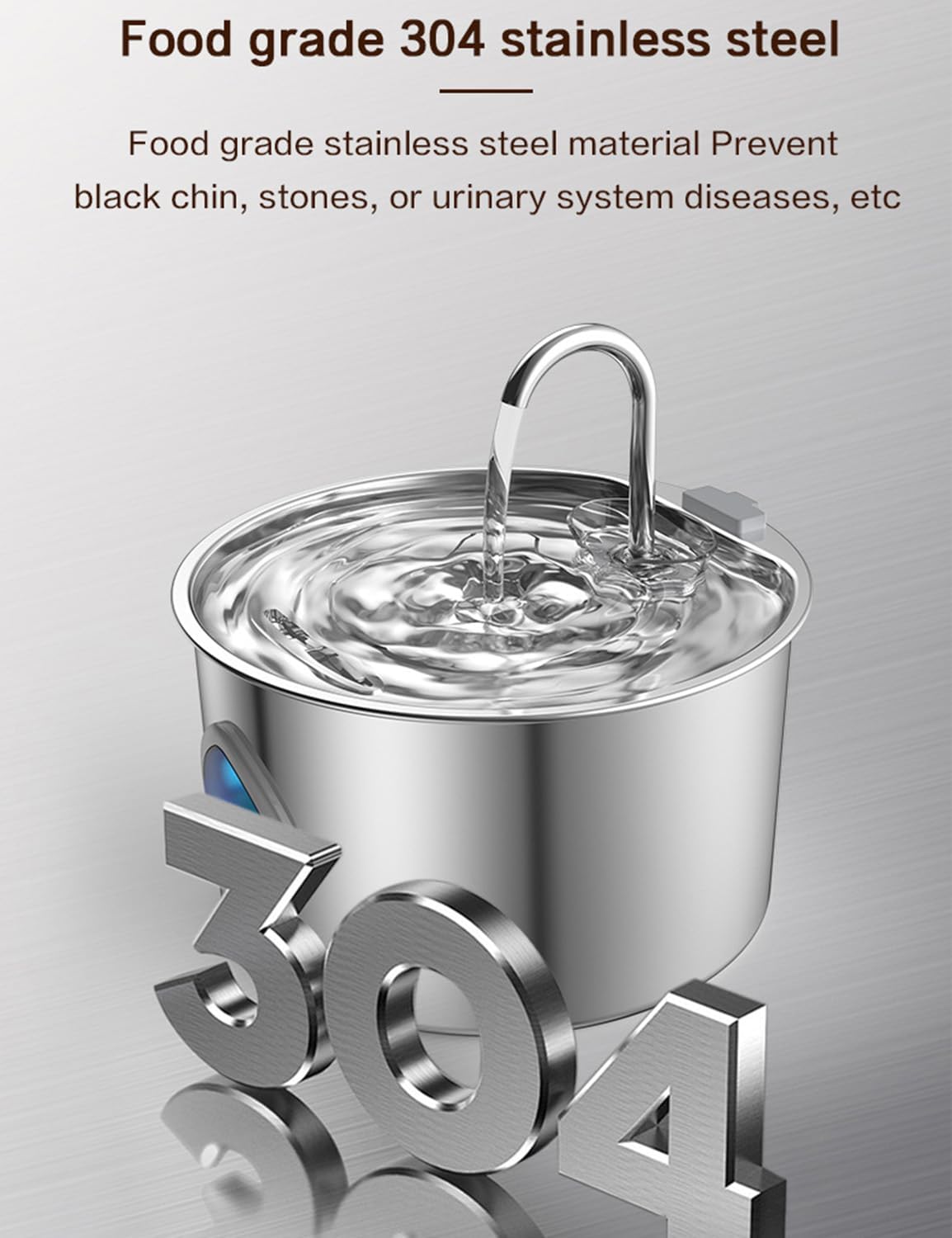 Stainless Steel Dog Water Fountain - Quad-Purification System, Continuous Circulating Flow, Quiet Operation & Easy-to-Clean