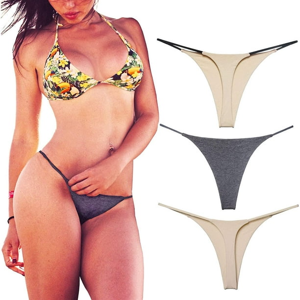 Cotton Thongs for Women Sexy Seamless Woman G String Panties 3 Pack  Set\\u2026 