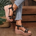 thumbnail image 4 of Bnwani Platform Sandals Women,Summer Sandals,Wedge,Open Toe,Casual,Cutout,Black,8.5, 4 of 9