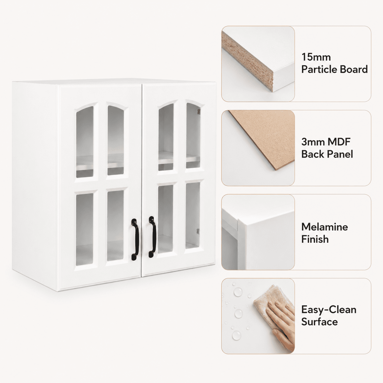 Aukfa Wall Mounted Cabinet, Floating Storage Cabinet for Bathroom, Kitchen, Hallway and Living Room, White
