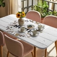 thumbnail image 3 of Farmhouse Wreath Table Cloths for 4 Foot Rectangle Tables, Sweet Home Rustic Plants Texture Grey Wood Patio Waterproof Elastic Fitted Tablecloths, Washable Rectangular Table Cover for Camping, 3 of 8