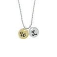 thumbnail image 2 of Delight Jewelry Goldtone Large Disc Letter - W - 3/4'' Silvertone Script Initial Disc - L - Charm Necklace, 20"+3", 2 of 4
