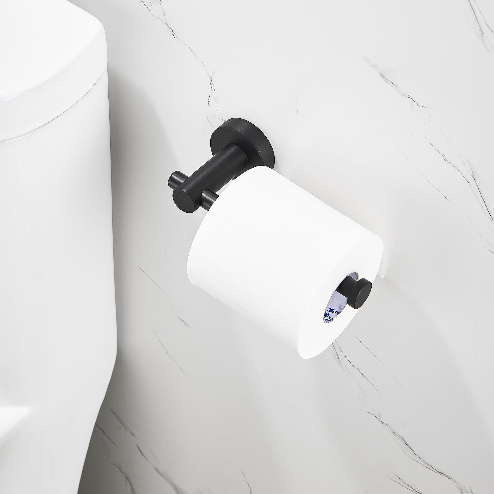 Wall Mounted Toilet Paper Holder,Thicken Toilet Roll Holder for Bathroom, Kitchen,Matte Black