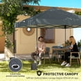 thumbnail image 6 of 10x11 Ft Pop Up Wooden Gazebo Canopy Tent with Mesh Screen UPF30+ Sun Shelter Dark Green Black with Carry Bag Stakes & Ropes, 6 of 9