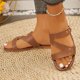 thumbnail image 4 of Mujeres Zapatos de Caminar Estilo Crisscross Correa de Tobillo Sandalias Planas, Correa de Tobillo Pisos Más Tamaño Redondo Pie Abierto Pie de la Playa Zapatos de Verano, 4 of 9