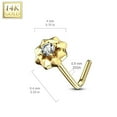thumbnail image 2 of Nose Ring L-Bend with Prong Set CZ Center Starburst 14Kt Solid Gold 20g- S/Each, 2 of 8