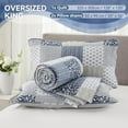 thumbnail image 6 of Navy Blue Gray King Size Bedspread Set, 3 Piece Quilt Set Patchwork Plaid Bedding Quilted Coverlet Set Reversible Lightweight Microfiber Bed Cover Comforter with 2 Pillow Shams, 6 of 7