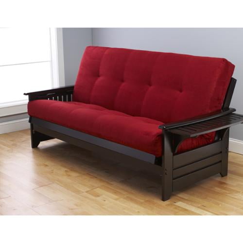 Somette Phoenix Queen Size Futon Sofa Bed with Espresso Hardwood Frame and Suede Innerspring