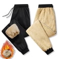 thumbnail image 2 of Pantalones térmicos gruesos y cálidos de lana para hombre, pantalones de chándal con cordón para Fitness, trotar, gimnasio, correr, Fitness, Invierno, 2 of 5