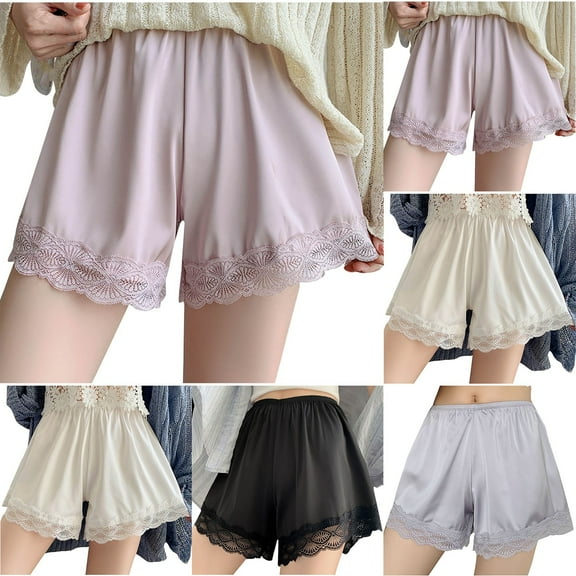 lcziwo Womens Lace Shorts Casual Scallop Hem Wide Leg Shorts Summer Elastic High Waist Beach Short Pants Loungewear Black XL, Sales for Today on Walmart