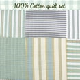 thumbnail image 6 of Cozy Line Home Fashions Green Yellow Blue Plaid Striped Real Patchwork 100% Cotton 2-Piece Reversible Quilt Set, Twin, 6 of 6