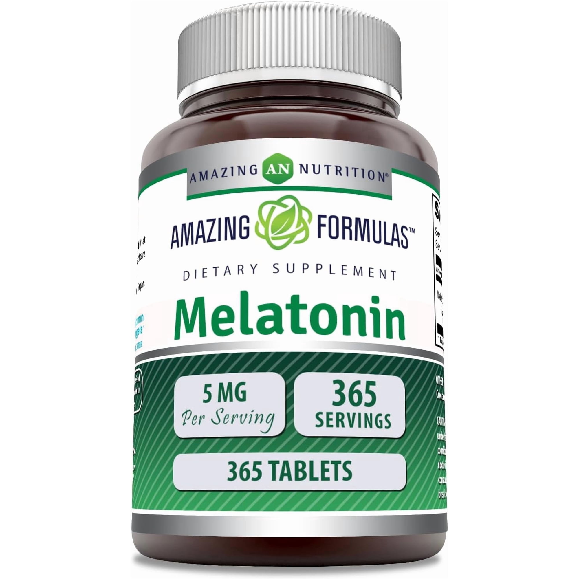 Amazing Formulas Melatonin 5 Mg 365 Tablets Supplement | 1 Year Supply | Non-GMO | Gluten Free