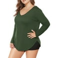 thumbnail image 2 of JYLFC Womens Shirts Long Sleeve Plus Size V Neck Casual Tee Shirts, Green 5XL, 2 of 4