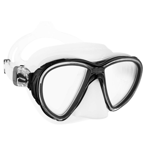 Visor Máscara Adulto CRESSI Quantum Transparente/Negro Dos Lentes Transparentes Bajo Volumen Antiempañante
