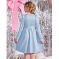 thumbnail image 4 of Arshiner Girls Dresses Puff Long Sleeve Fall Winter Formal Party Belted Dress with Pockets, 4 of 6