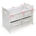 thumbnail image 1 of Badger Basket Wooden Doll Bed with Bed Liner, Pillows and Two Storage Baskets - Fits 18-Inch Dolls, White/Rose, 1 of 5