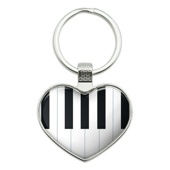 Piano Keys Keyboard Pianist Music Heart Love Metal Keychain Key Chain Ring
