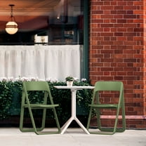 Luxury Commercial Living 3 Piece Olive Green and White Outdoor Patio Folding Bistro Set 32.25"