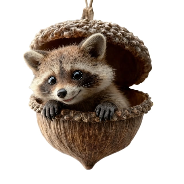 Adornos de animales del bosque con bellotas, colgantes de acrílico en 2D con forma de piña y animales para el árbol de Navidad, adornos navideños acogedores para la decoración del hogar