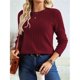 thumbnail image 4 of Camisas de Larga para Mujer, Tops de Moda de Otoño, Suéteres Elegantes de Cuello Redondo, Túnicas, Ropa de Invierno, Conjuntos Casuales Rojo Vino XL, 4 of 8