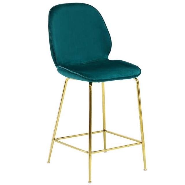 Best Master Tabouret de Comptoir en Velours Preston 29 Pouces Vert (Ensemble de 2)