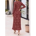 thumbnail image 6 of PRETTYGARDEN Women's Formal Maxi Floral Dresses with Slit Long Sleeve Ruffle Hem, Elegant Outfit for Wedding Guest & Cocktail Party, Bodycon Crewneck Mesh Dresses, Fall Fashion, 6 of 8