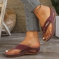 thumbnail image 6 of Xugsiok Wedge Sandals for Women Spring Summer Fashion Casual Solid Color Beach Flip Flops with Metal Buckle, 6 of 7