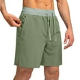 thumbnail image 2 of Men's Solid Color Casual Drawstring Elastic Waist Shorts with Zipper Pockets, Soft Polyester Blend for Daily Wear, 2 of 8