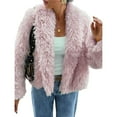 thumbnail image 2 of Abrigo de Piel Sintética para Mujer, Chaqueta de Piel con Solapa Corta, Parka de Larga con Abertura Frontal Rosa L, 2 of 7